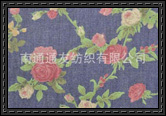 红花绿叶雕印牛仔布